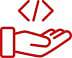 Red HTML icon over a hand
