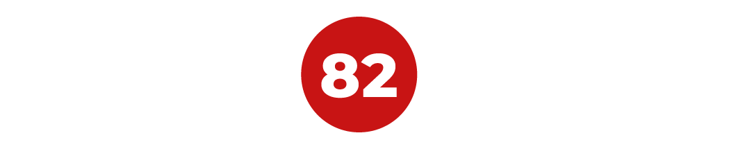 A red circle with the number 82 on it. Representing First Factory's current Employee Net Promoter Score